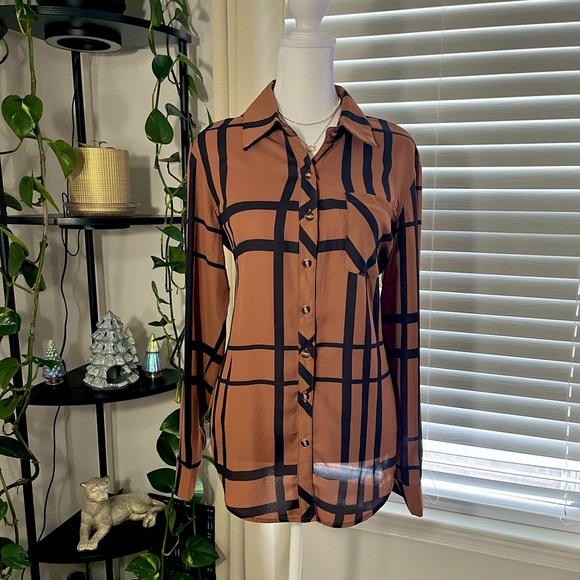 🆕 ZC & GF Striped Button Down Blouse - Picture 2 of 6
